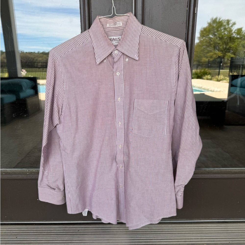 Men’s burgundy striped dress shirt